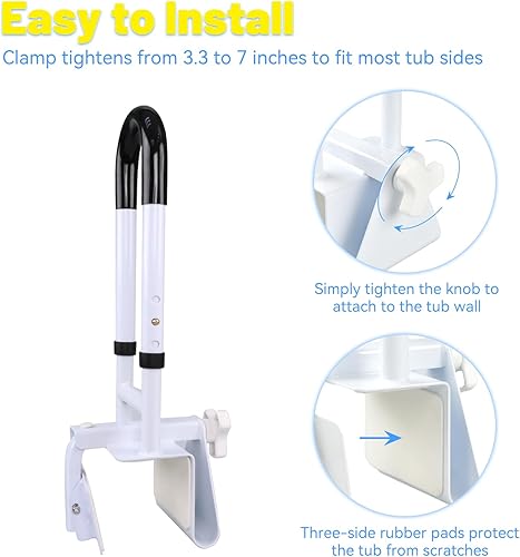 Miniatura 4 de Icedeer Barras de agarre ajustables para bañera para personas mayores, barra de agarre para soporte de baño de ancianos, riel de seguridad de la