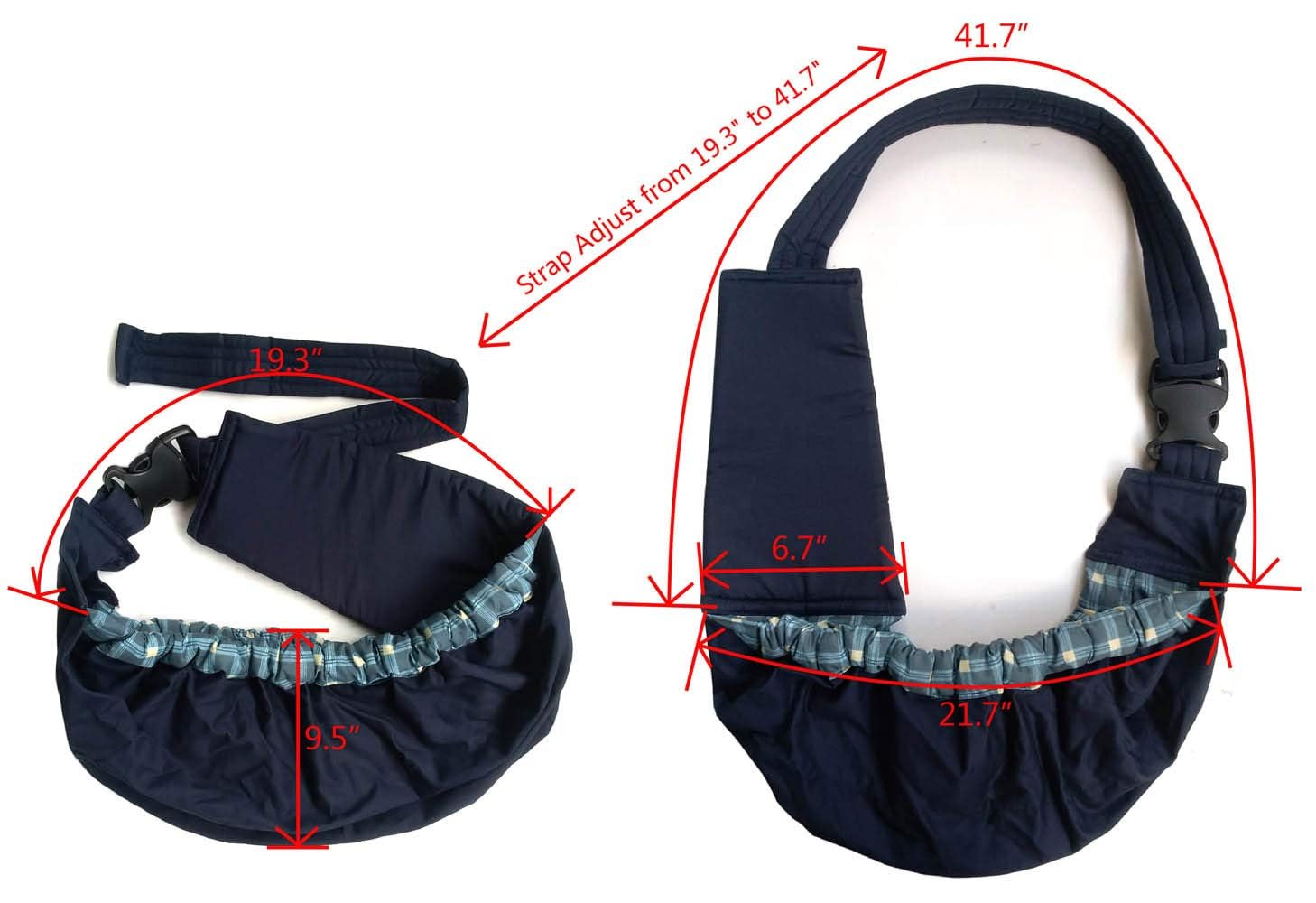 Transportín para Mascotas, Bolsa Ajustable, para Perros pequeños, Gatos, al Aire Libre, más Adecuado: 3-8 Libras (Cuadros Azules)