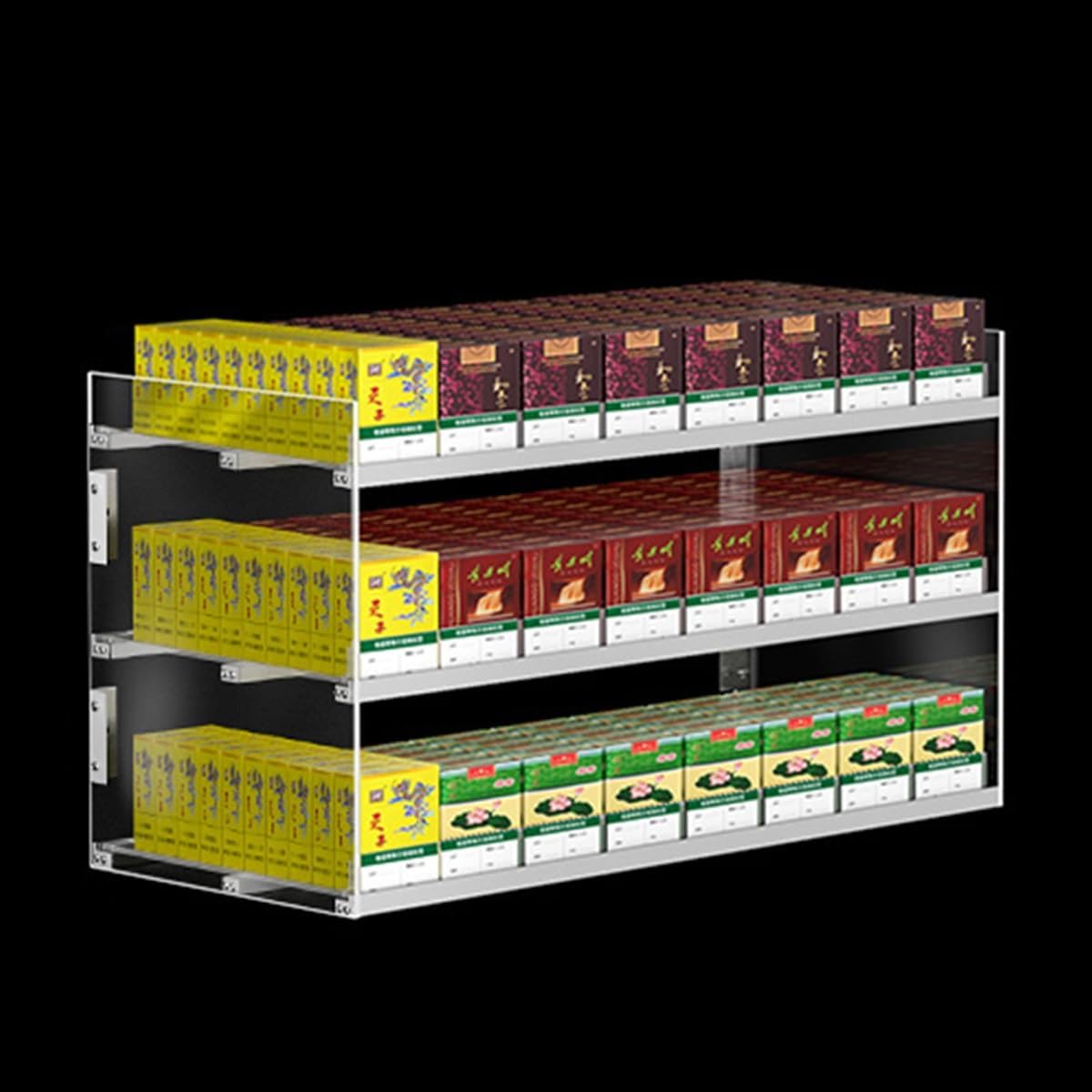 10-Pack Acrylic Cigarette Display Holder - Clear Retail Automatic Pusher Tray, Wall-Mounted/Countertop Tobacco Rack, 3 Layers, 6 Columns Matchbox Storage Solution