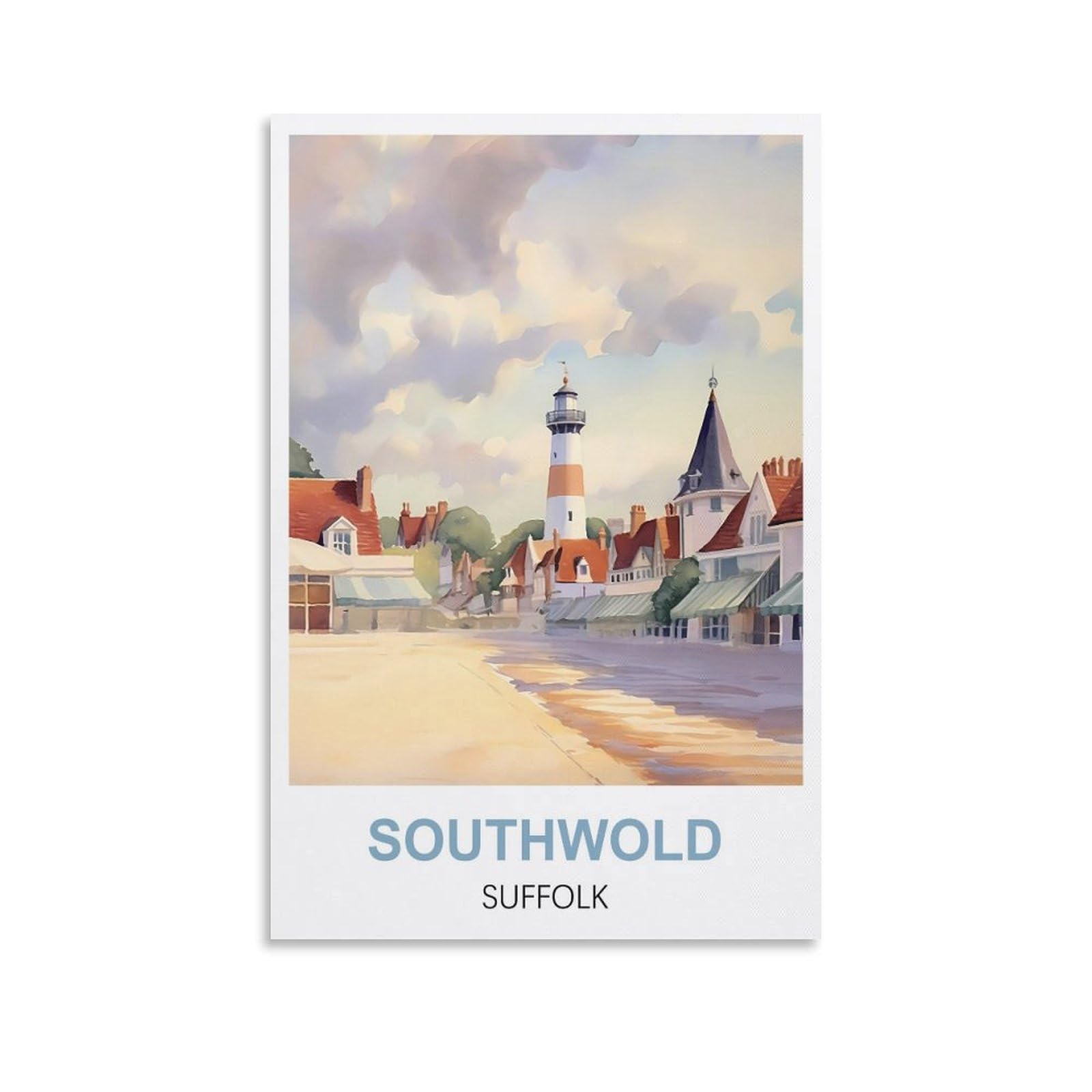 Hnrojico Unframe-Style Southwold Lighthouse Suffolk Vintage Travel Poster 12X18inch(30X45cm) Canvas Wall Art Poster Prints
