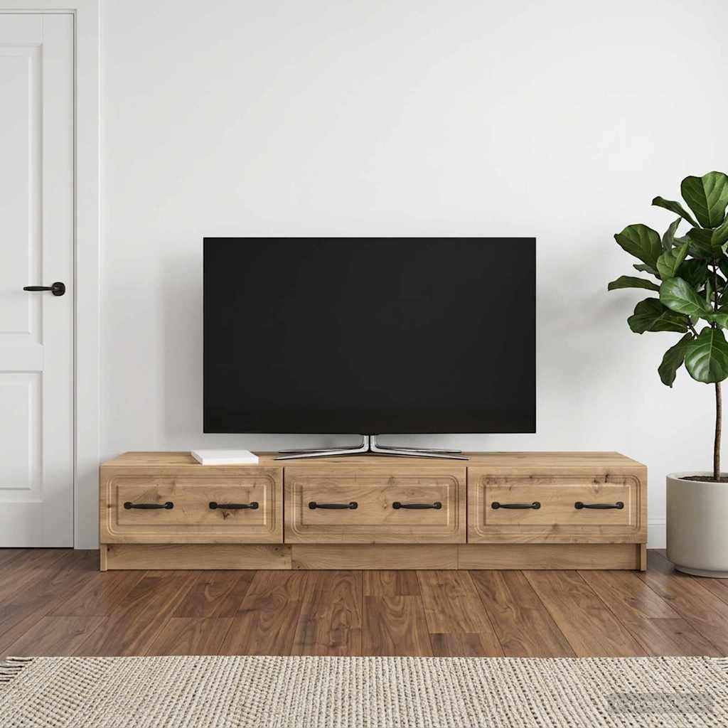Hothingwell Szafka pod telewizor 147 x 34,5 x 27 cm dąb rzemieślniczy drewno inżynieryjne | Duża przestrzeń do przechowywania, wysuwane szuflady, nowoczesny design, łatwa pielęgnacja, do minimalistycznego salonu