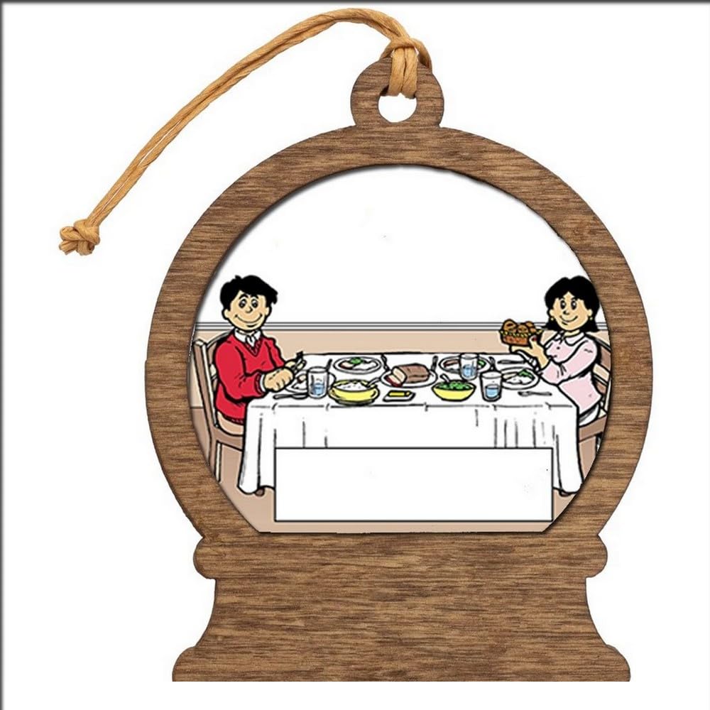 PrintedPerfection.com Personalized Family Dinner - Couple Alone Wooden Snow Globe Shaped Christmas Ornament