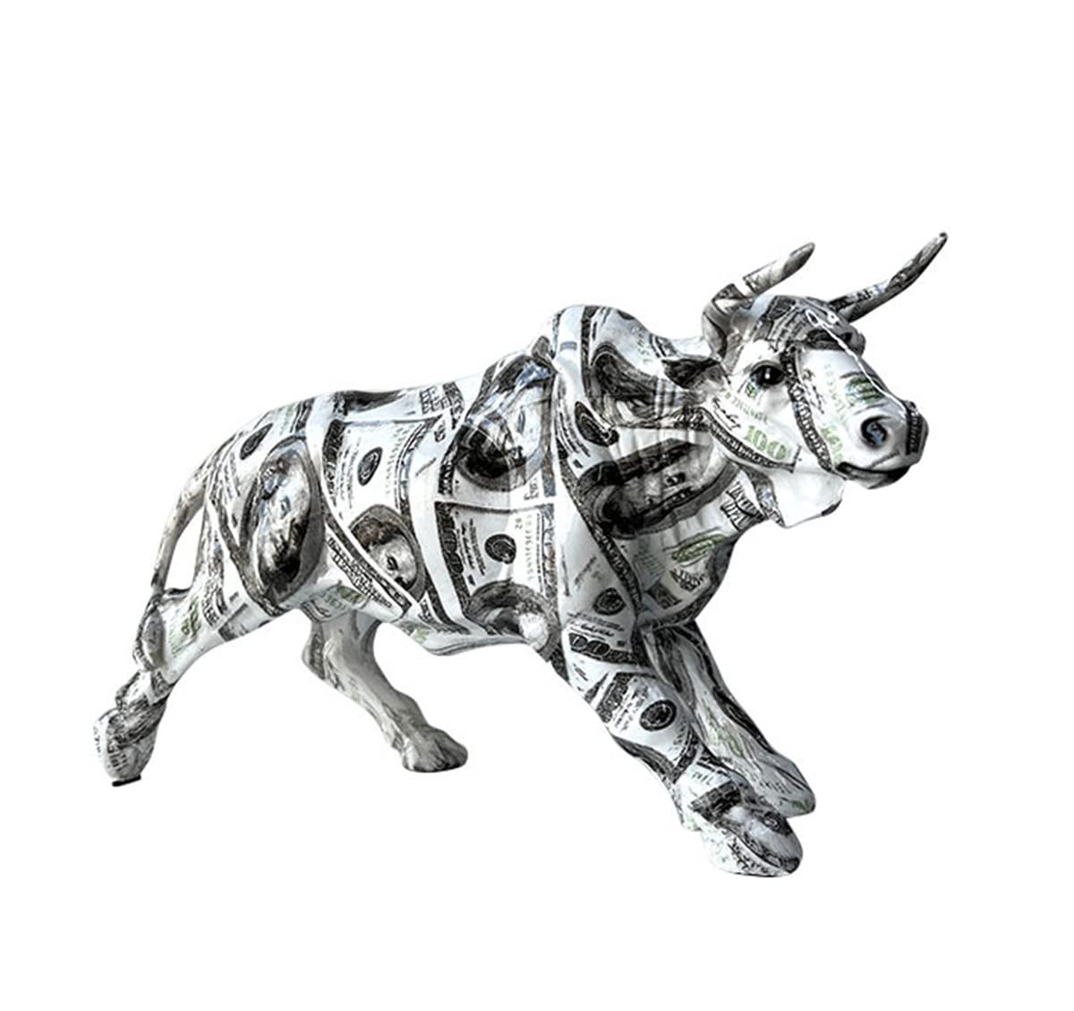 eLymwoo Simple Creative 11 Inches Bull Resin Statue Gifts Modern Home Decoration Bedroom Living Room Study Room Office Desktop Bull Decoration Graffiti Colorful Art Resin Craft Animal Scupture (D)