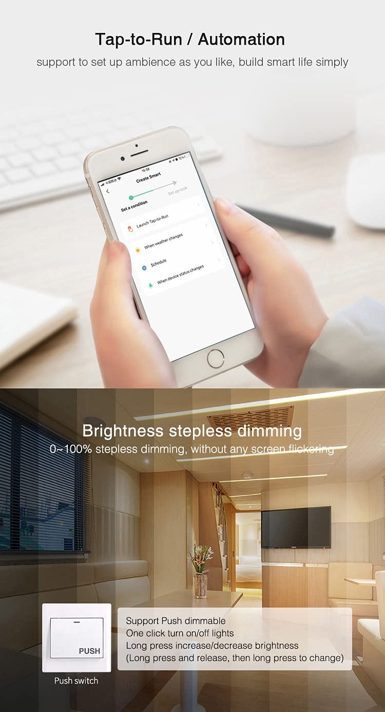 LIGHTEU®, Miboxer dimmer controller per strisce LED WiFi monocolore, controllo vocale remoto e controllo APP, nessun WiFi-box necessario, bluetooth 4.2, FUT036W