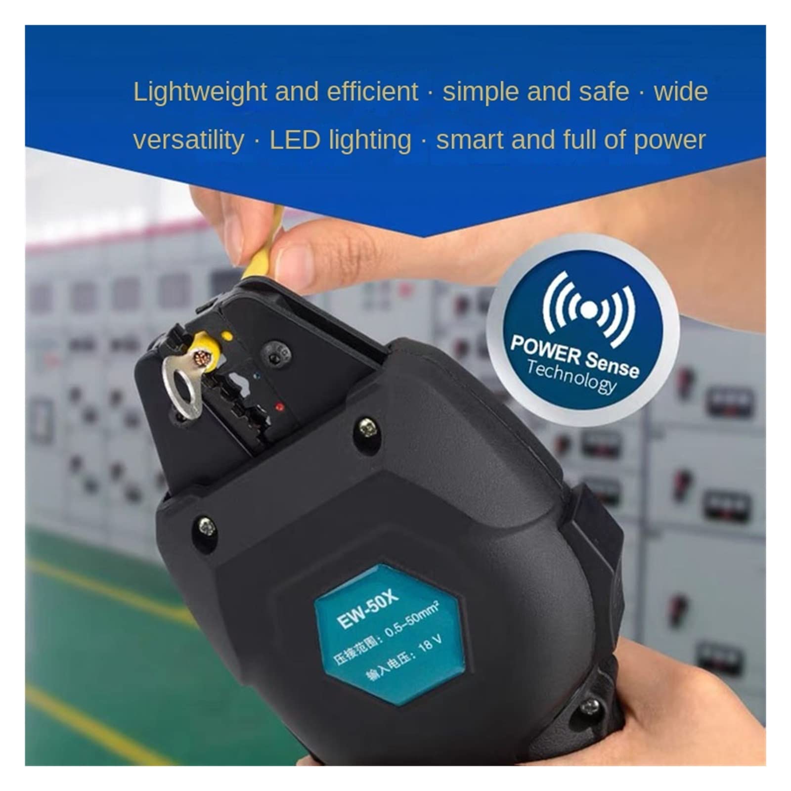 18V akumulator do zaciskania 16KN elektryczne narzędzie do zaciskania, Terminal preizolowana rura typu gołe przenośne narzędzie do zaciskania terminali Narzędzie DIY(Two battery)