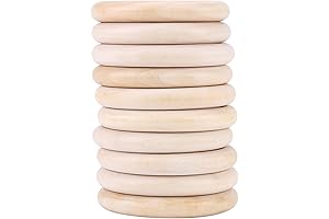 Wood Teething 10Pcs Wood Teething Rings Baby Infant Teether Wooden Bracelet DIY...