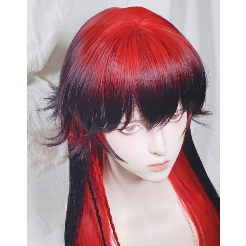 Amazon.co.jp: SCORRO ロングストレートウィッグ 赤と黒のレイヤード