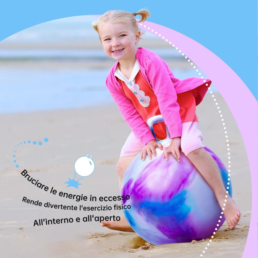 U&C Planet 45CM Pallone da Salto per Bambini 3-8 Anni Supporta fino a 100 kg Design Antiscivolo con Pompa Palla da Salto in PVC per Interni ed Esterni