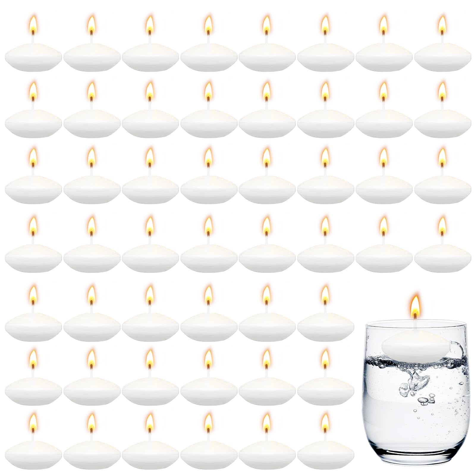 50 piezas Velas flotantes,Velas Flotantes sin Perfume,Floating candles,velas flotantes navideñas,Velas flotantes blancas,Adecuado para bodas, cenas, piscinas, decoraciones de fiestas