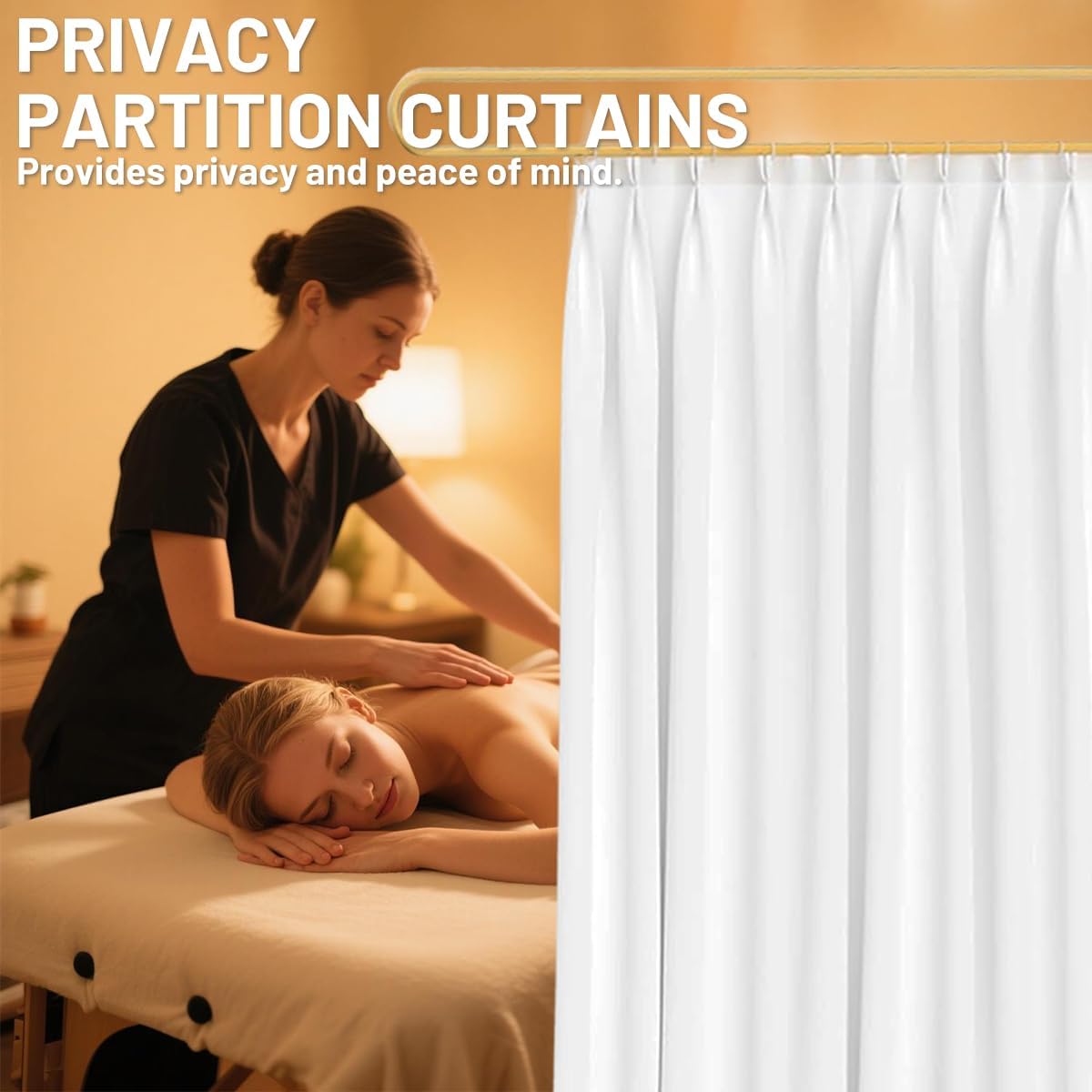 U-Shaped Room Divider Curtains,Privacy Room Divider,Metal Support Wall Mounted Curtains,Blackout Ceiling Track Curtain with Hooks for Soundproofing for Beauty Salon Fitting Rooms Bedroom