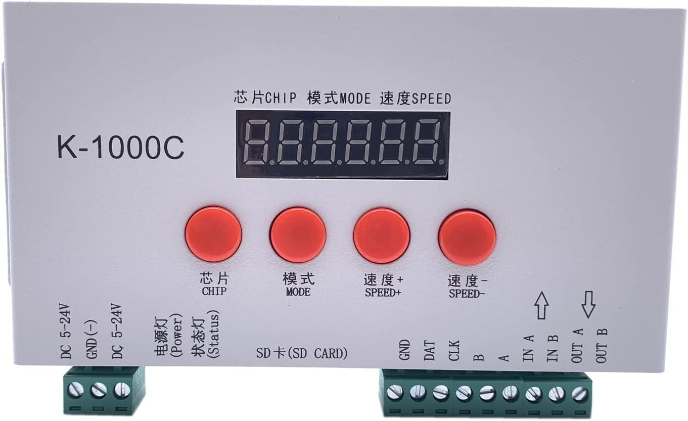 Contrôleur K-1000C K1000C WS2812B WS2811 APA102 T1000S WS2813 LED 2048 pixels Contrôleur de programme DC5-24 V Vente au détail