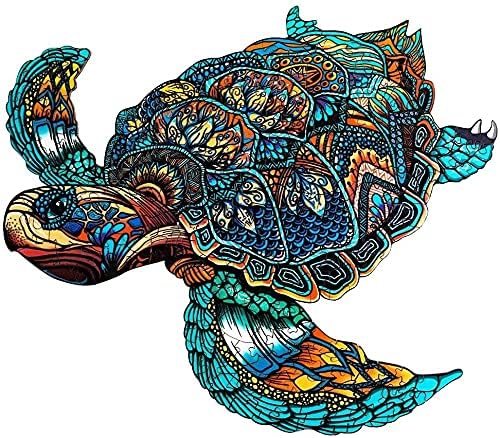 Blumuze Wooden Jigsaw Puzzles 301pcs, Sea Turtle Wooden Puzzles for Adults, Unique Shaped Animal Wood Puzzles for Adults Kids with Wood Gift Box,L-38 * 33cm