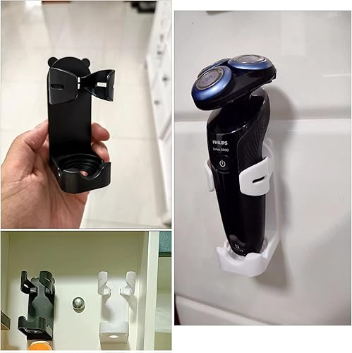 Miniatura 4 de Paquete de 3 soportes para afeitadora eléctrica, adhesivo adhesivo, estante montado en la pared, organizador de almacenamiento para baño, pasta de