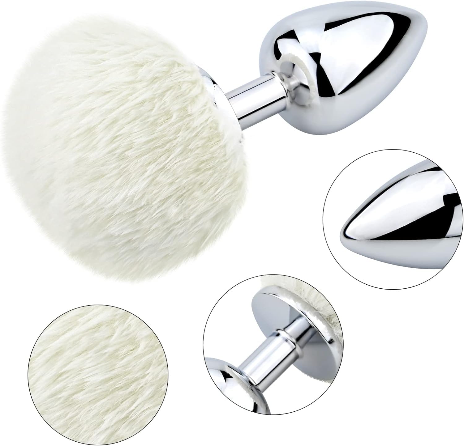Small Anal Plug, Rabbit Bunny Tail Anal Plug for Cosplay, Butt Plug Adult Sex Toys for Sexual Enjoyment (White-Small)