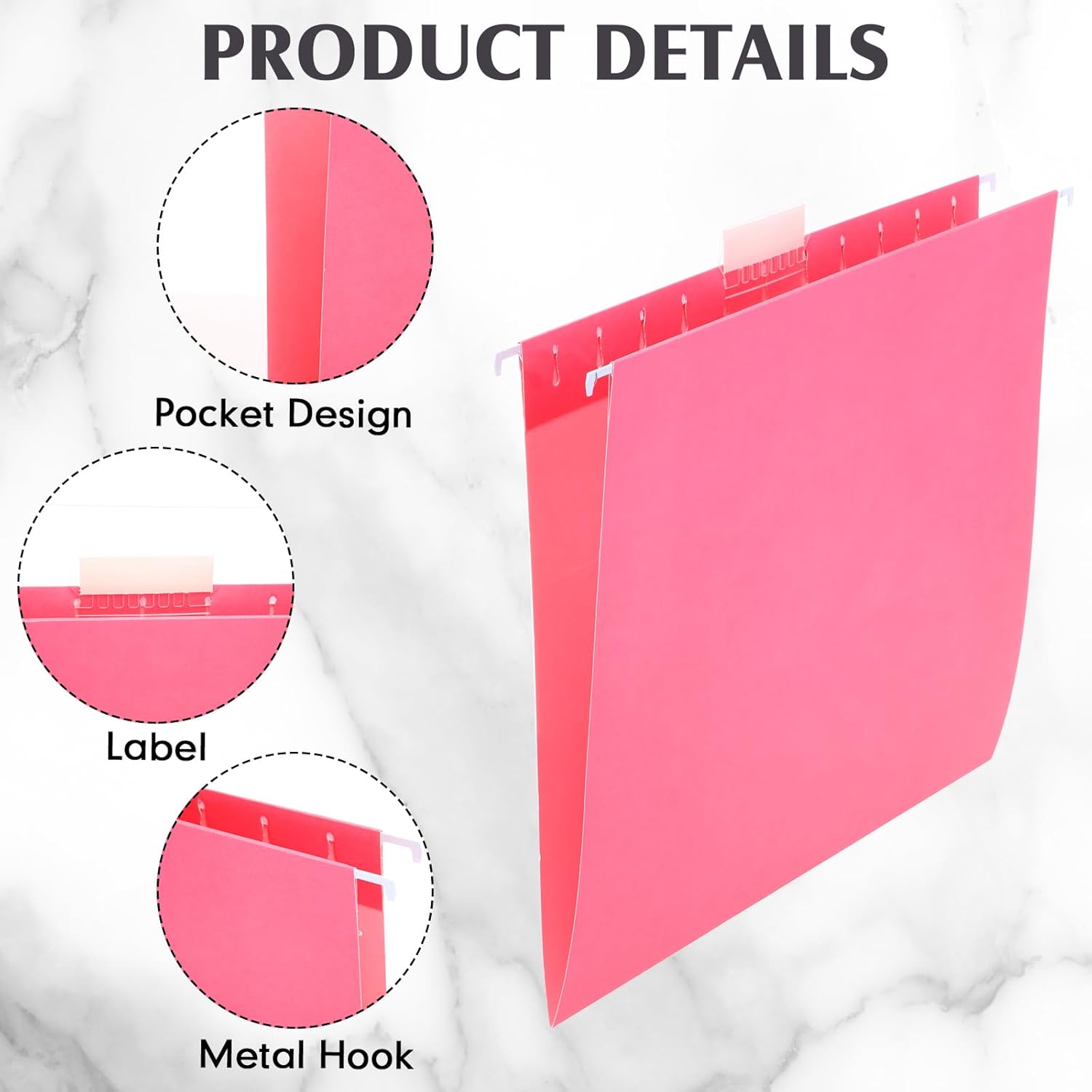 Sayglossy 36 Pcs 12.8 x 9.3 Inch Hanging File Folders Reinforced Hanging Folders Letter Size File Organizer with Labels Expanding File Folders for Office File Storage(Pink)
