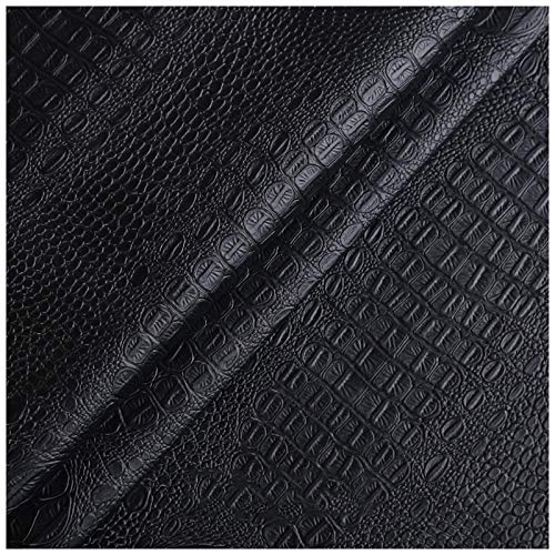 Tela de Imitación de Cuero Tela de Polipiel por Metros 138cm De Ancho Patrón De Cocodrilo Leatherette Tela para Asiento de Silla, Muebles de Sofá, Artesanía DIY Material de Bricolaje(Color:Negro) Cover