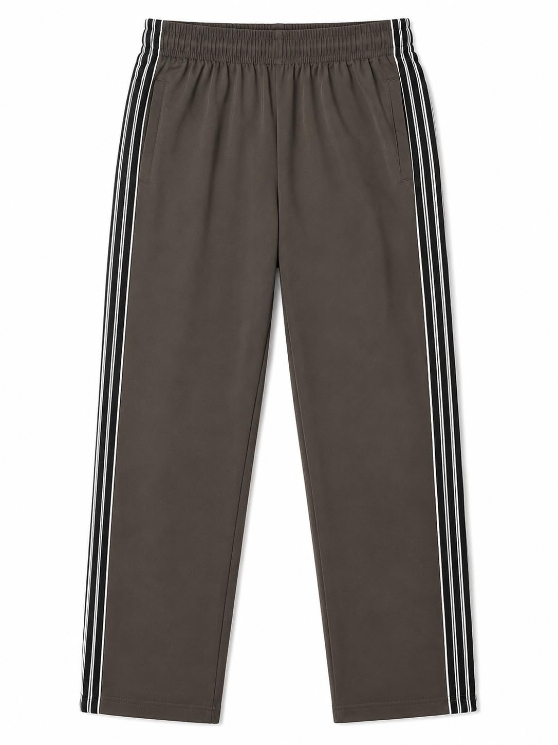 Men's Track Pants with Side Stripes | Elastic Waist Casual Joggers | Lightweight Athletic Lounge Pants for Gym, Running Grey-picture-17
