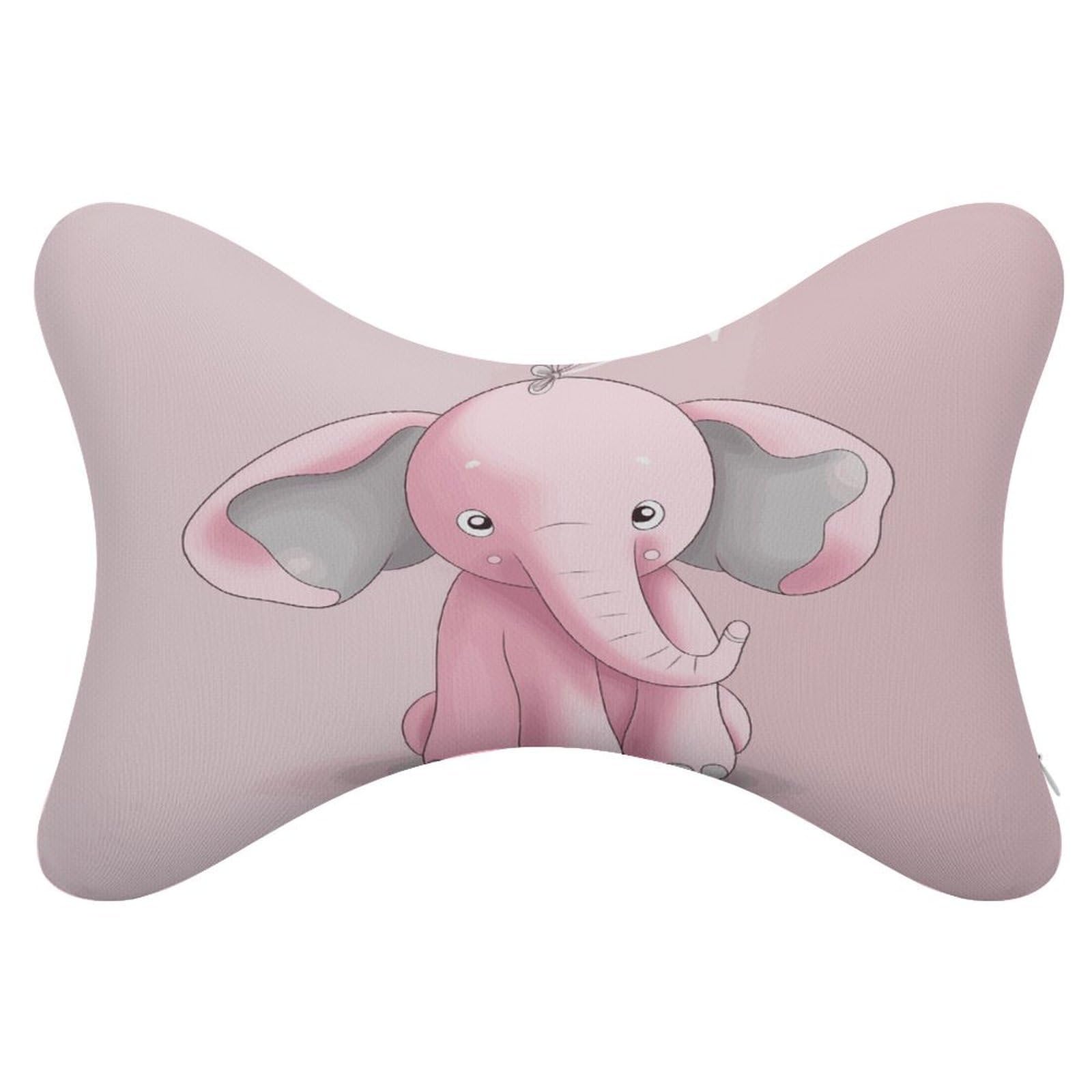 FekiLoot Pink Elephant Car Headrest Set of 2,Softness Memory Foam Car Neck Pillow with Breathable Removable Cover Car Neck Support Pillow Ergonomic for Driving, Office