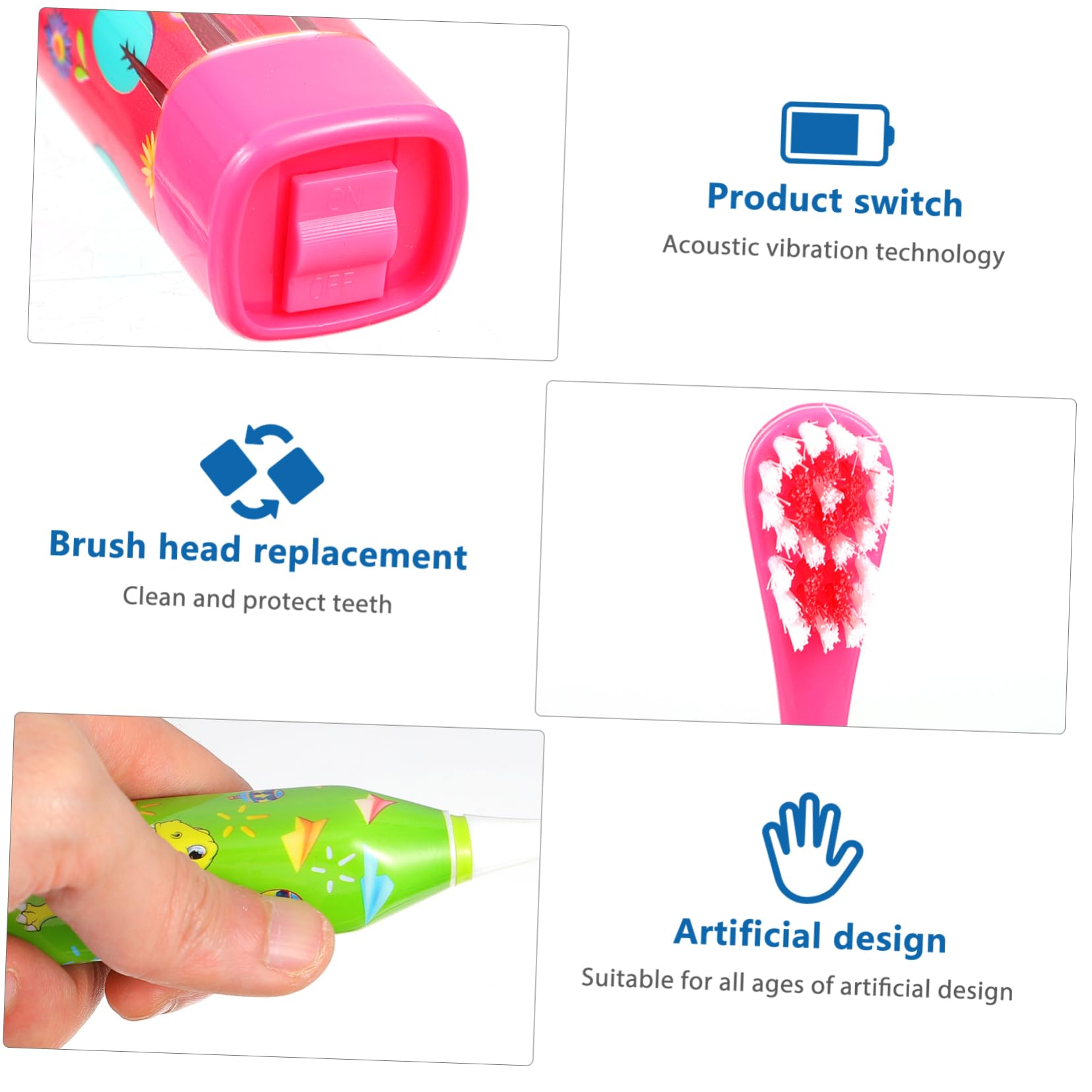 Gatuida 8 Pcs Spazzolino Automatico Per Bambini Spazzolino Da Denti Ricaricabile Spazzolino Elettrico Per Bambini Kid Spazzolino Da Denti Elettrico Orale Spazzolini Da Denti Pulitore