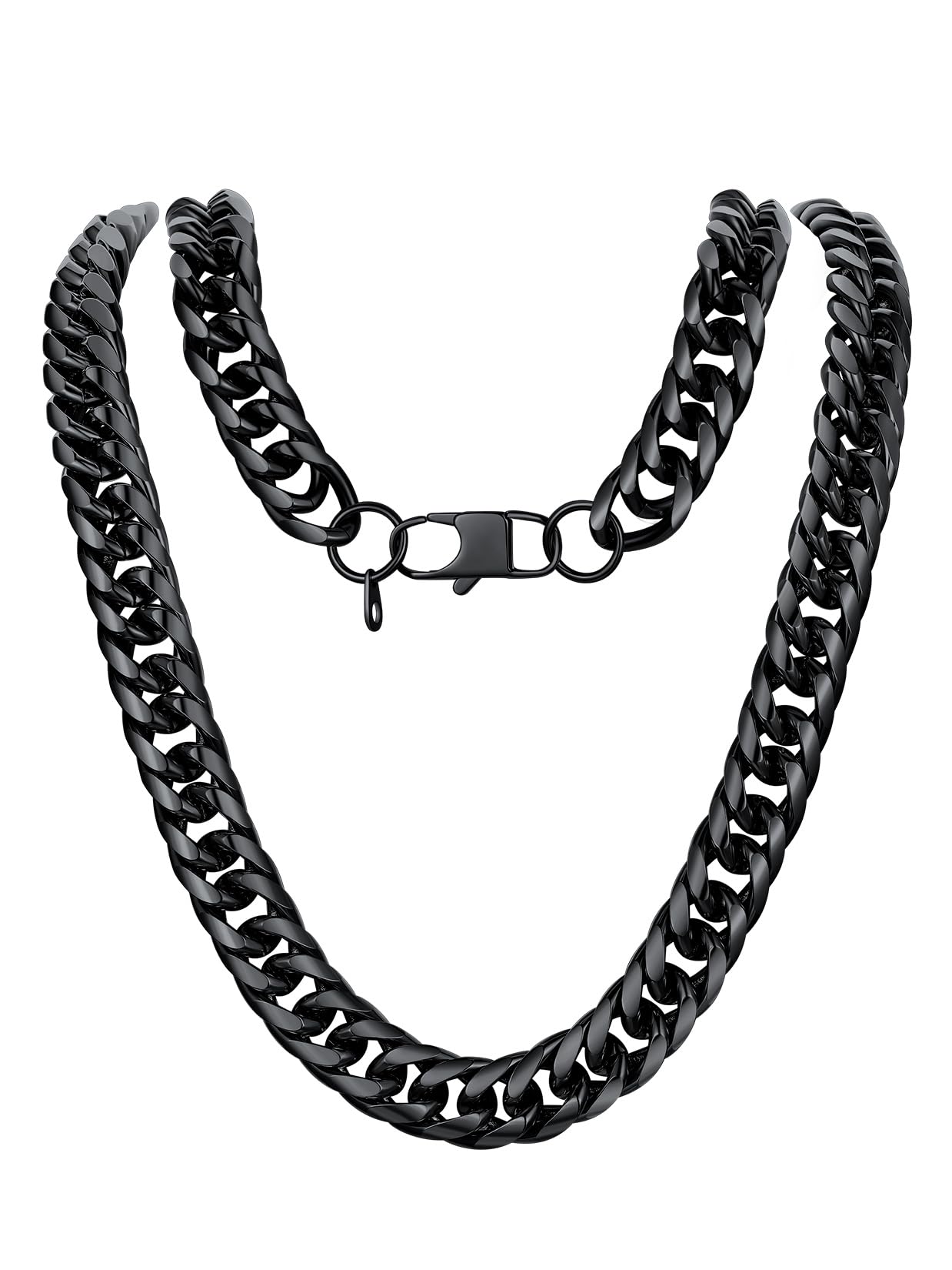 U7 Diamond Cut Miami Cuban Link Chain for Men Women Stainless Steel Curb  Chain Necklace, Cool Hip Hop Jewelry Silver/Black/18K Gold Plated Chains