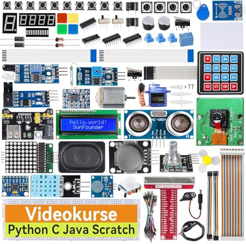 SunFounder Ultimate Starter Kit Für Raspberry Pi 5 4B 3B+ 400,PythonC Java Scratch Node.Js,161 Projekte,337 Artikel(Raspberry PI Nicht ENTHALTEN)