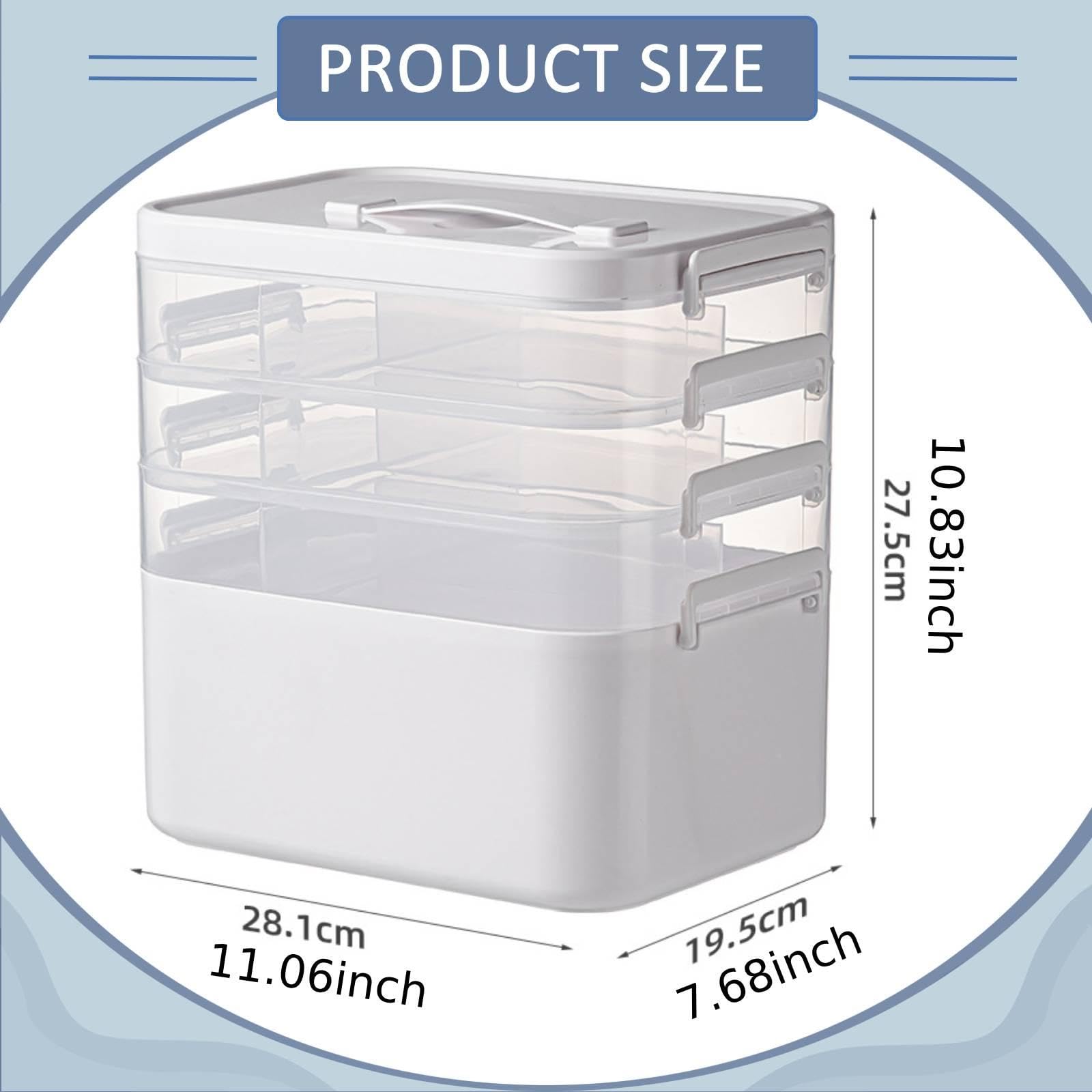 Scatola Porta Medicine Organizer Contenitore Multifunzione con Vassoio Maniglia E Scomparti in PP Adatta per Trasporto Scuola Bagno, 28.1 X 19.5 X 27.5