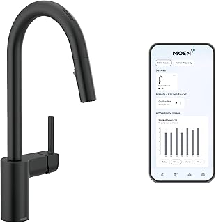 27 Black Kitchen Ideas For a Bold Sophisticated Look 172 Moen Align Matte Black Smart Faucet Touchless Kitchen Faucet with Pull D...