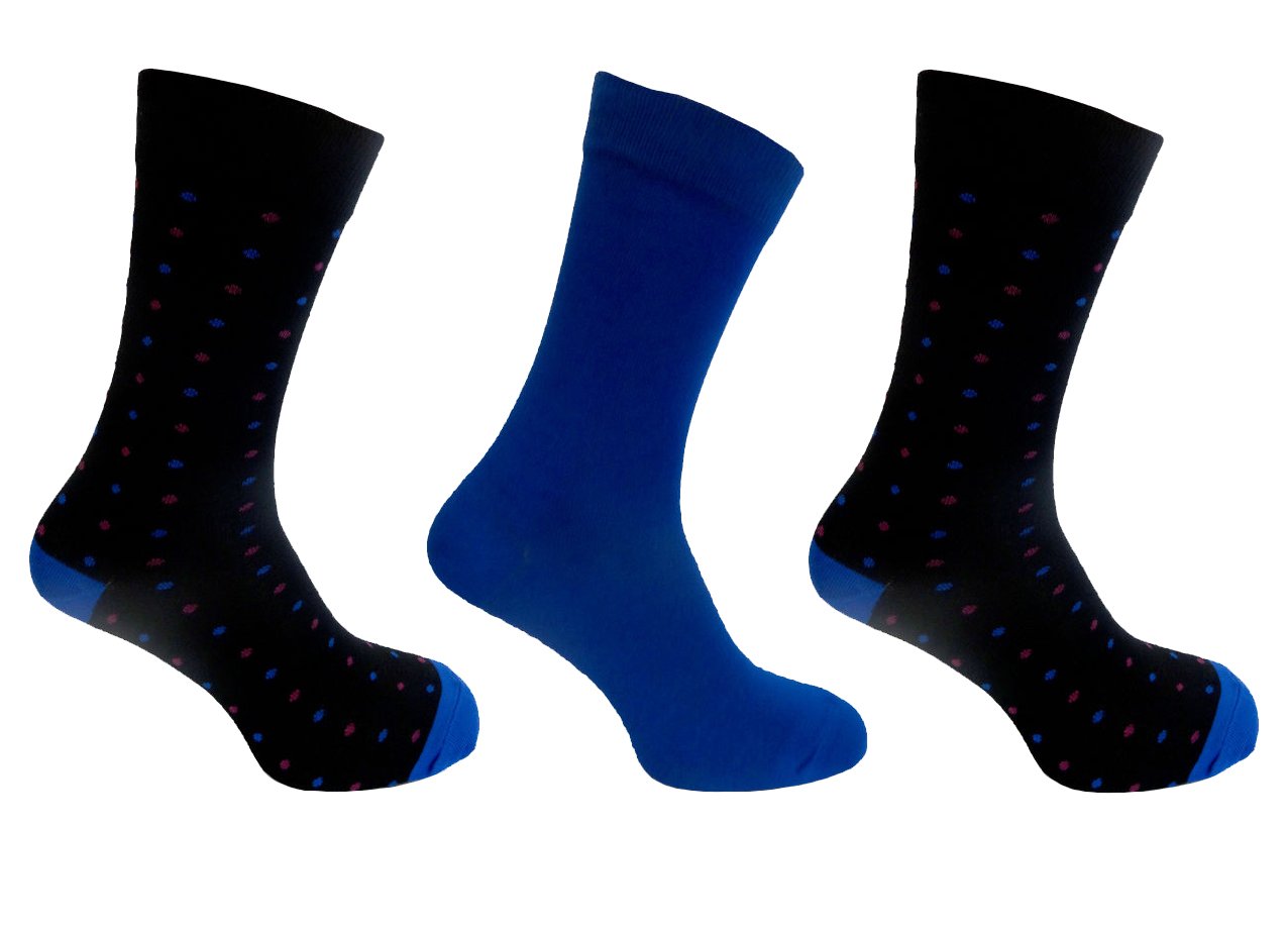 Alexander Green Men's Blue Bamboo Socks 7-11 Polka Dot Style (Blue)
