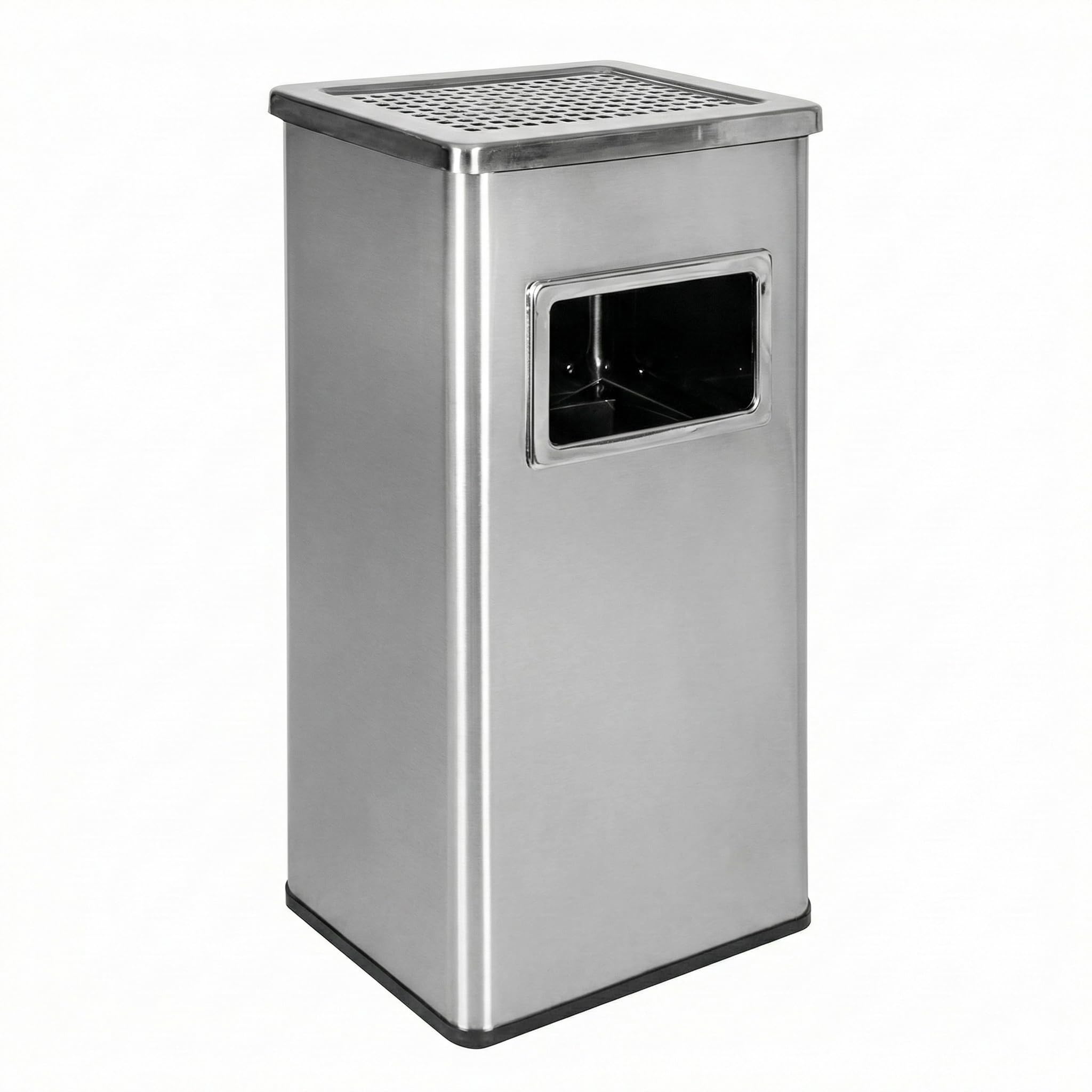 2-in-1 Standaschenbecher und Mülleimer für draußen, mit 20 Liter fassendem Abfallbehälter, Abmessungen H61 x L30 x B24 CM, Silber.