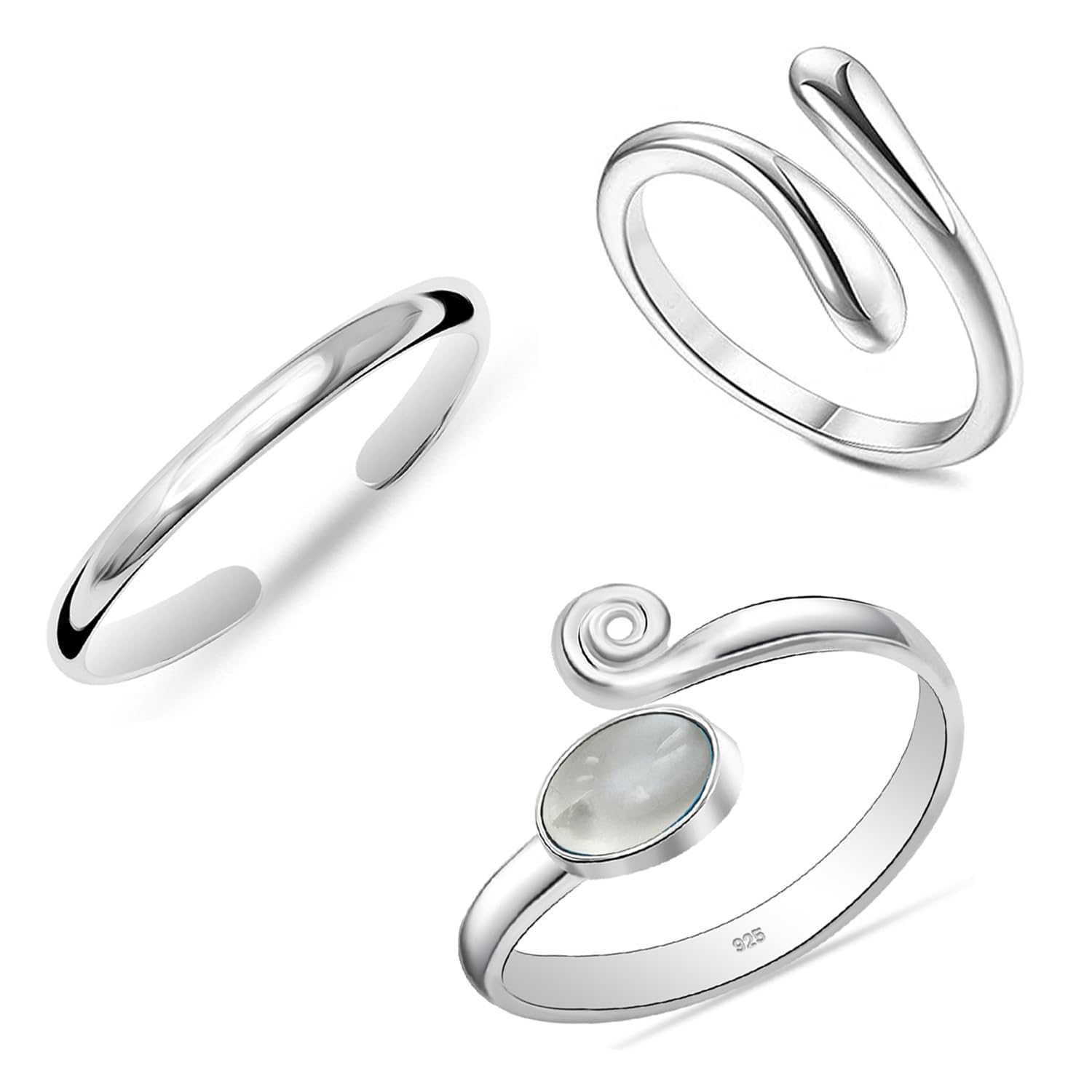 925 Sterling Silver Toe Ring for Women | BIS Hallmarked 3 and 4 Pcs Set Open Adjustable Toe Rings | Elegant and Comfortable Toering Jewelry Gift | Anniversary Birthday Wedding Gift-image-42