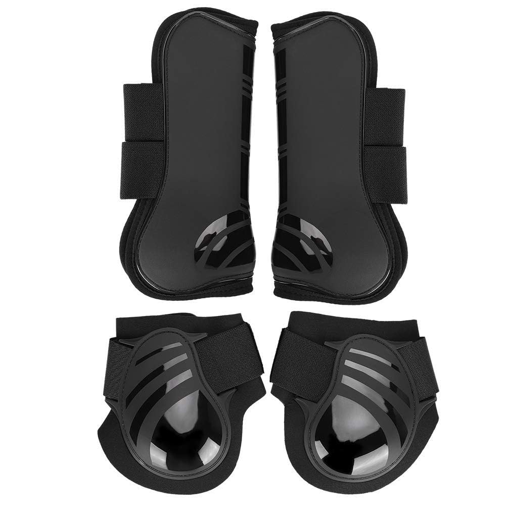Cavallo Leg Protector Elastico PU Anteriore Posteriore Gamba Stivali Equitazione Tendine Paranocche Pony Shock Absorbing Competition