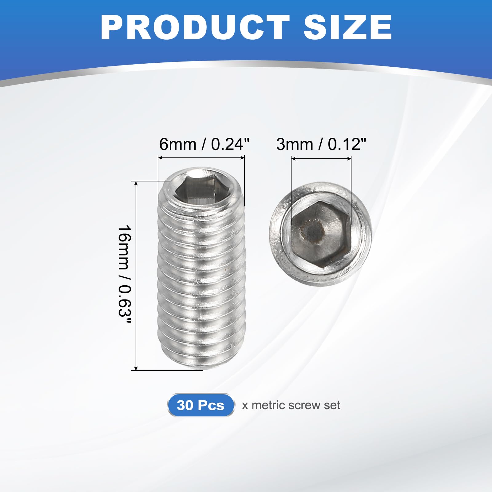 PATIKIL 30 Pcs Hex Socket Grub Screw - Image 2