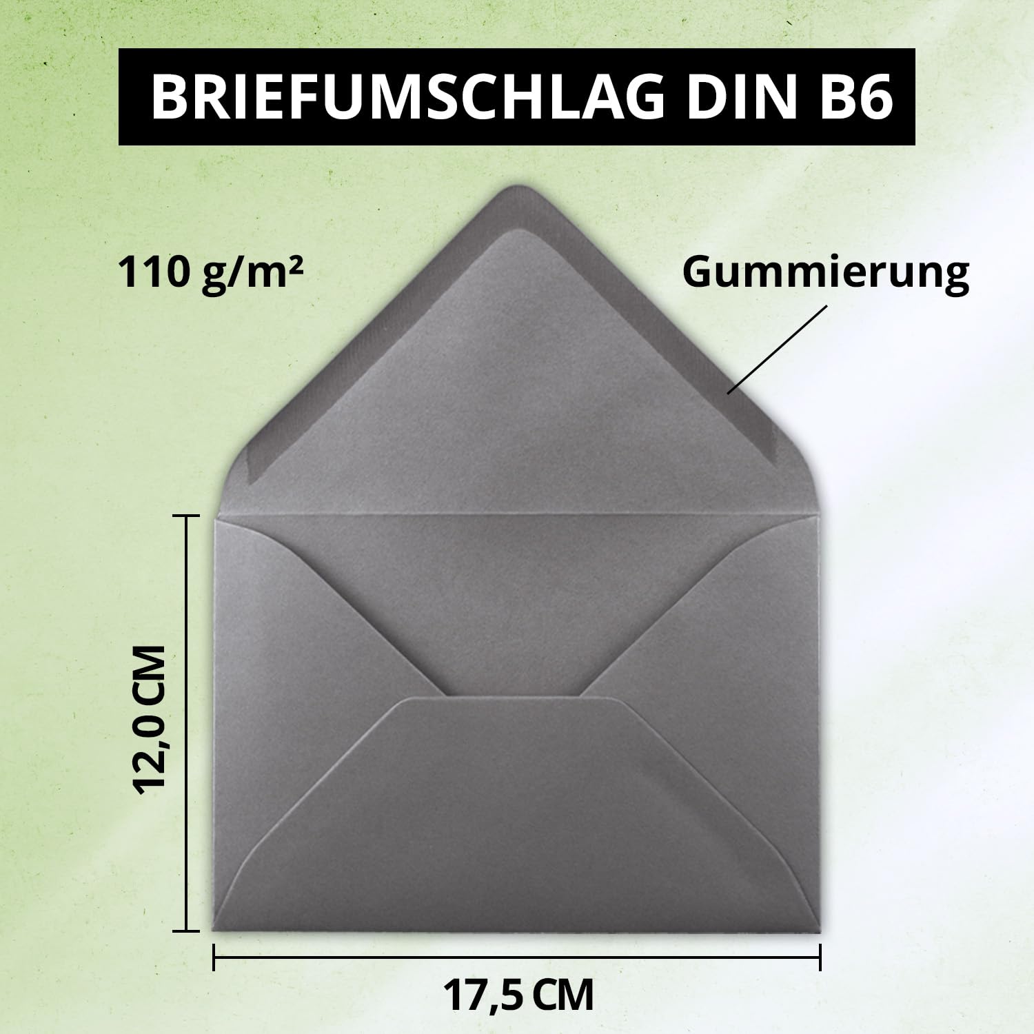Set 200 biglietti pieghevoli DIN B6 - grigio grafite - 115 x 170 mm - 11,5 x 17 cm - biglietti doppi con buste e carta interna - FarbenFroh di GUSTAV NEUSER