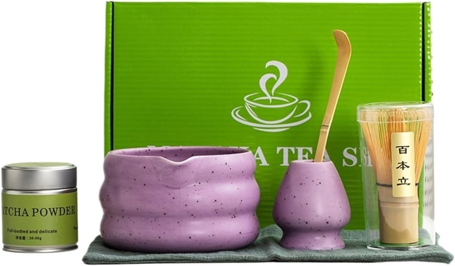 6pcs Matcha Green Tea Teaware Ceremony Bamboo Chasen Tea Tool Tea Brush Exquisite Matcha Kit(WHITE)