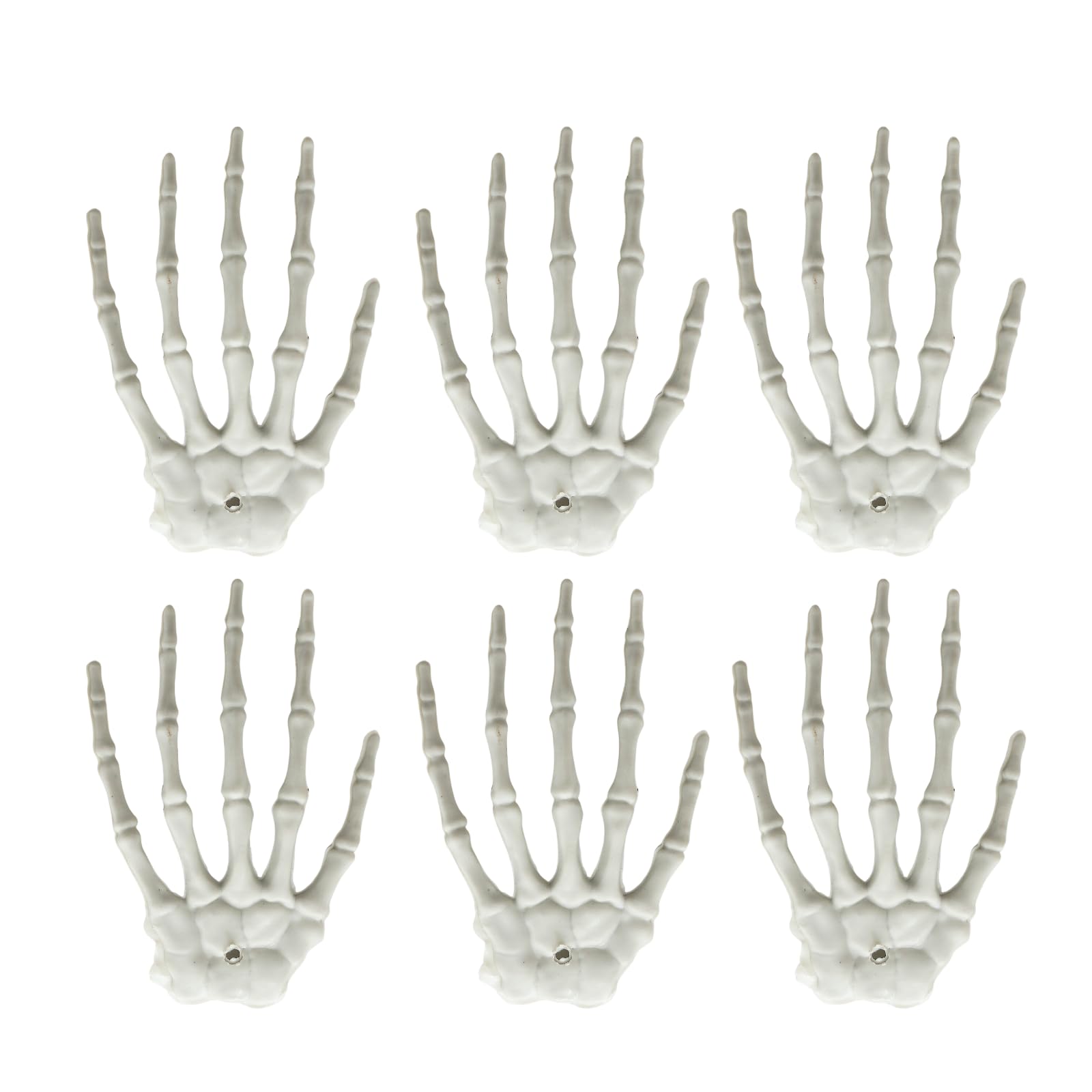 Cackle & Co Grey Pack Of 6 Plastic Skeleton Hands Halloween Party Decoration Graveyard 10Cm