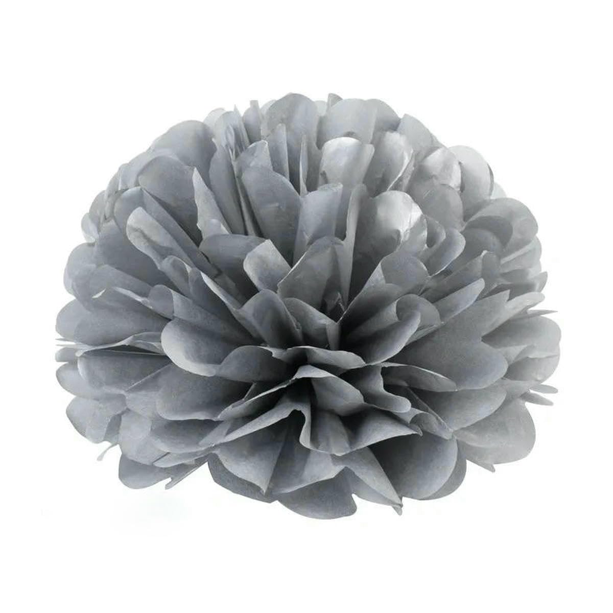 AYHTUD 5pcs 4 6 8 10 12 Inch Tissue Paper Pom Pom Poms Wedding Party Paper Pompom Flower for Wedding Decoration Pompoms Birthday Baby-silver-6 inch 15cm
