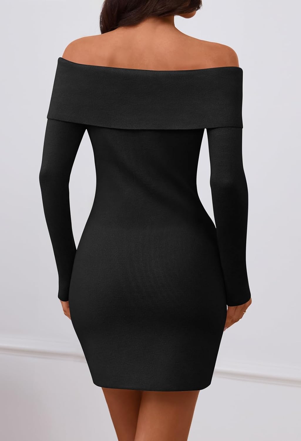 MEROKEETY Women's Sexy Off Shoulder Sweater Dress 2026 Winter Spring Long Sleeve Bodycon Club Night Out Mini Dresses - Image 4