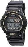 Mud Resistant Stainless Steel Quartz Watch with Resin Strap, Black, 27.6 (Model: TRT-110H-1A2VCF), standard, adult