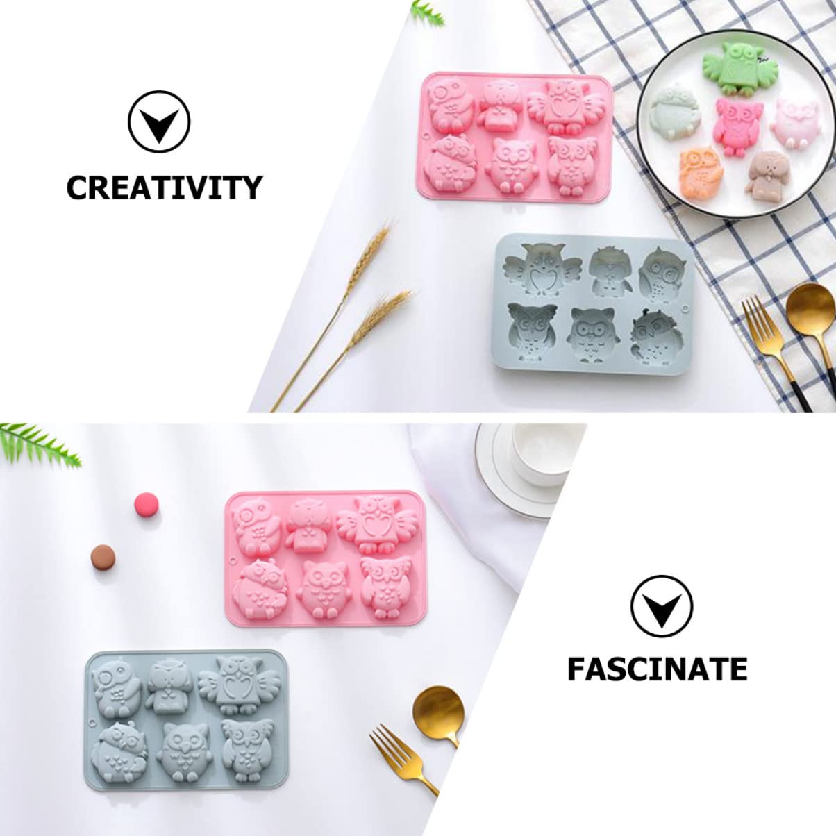ABOOFAN 6pièces Moule à Gâteau Silicone Forme De Hibou Créatif Pour Pâtisserie Pratique Et Facile à Nettoyer Pour Événements Festifs Et Décorations