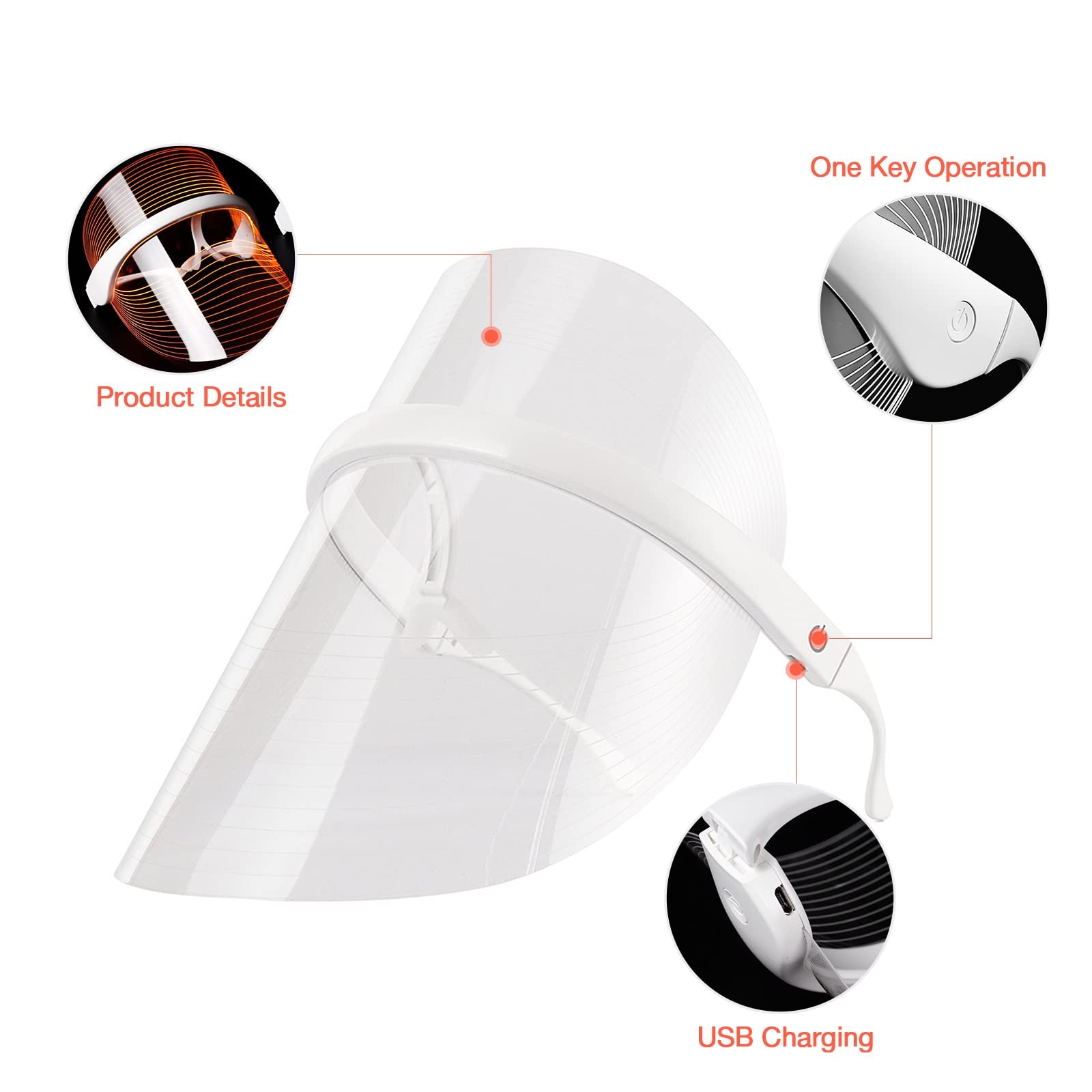 Masque LED de traitement d'acné de thérapie par la lumière de 7 couleurs, masque facial de beauté de lumière de LED pour la tache d'acné anti-vieillissement de rajeunissement de la peau