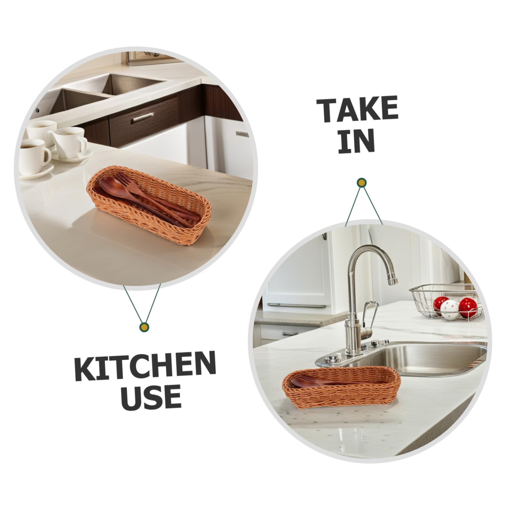 PRETYZOOM Organizador de Cubiertos Cesta de Almacenamiento Tejida de PP Cesta para Utensilios Cocina Práctica para Palillos Cucharas Tenedores