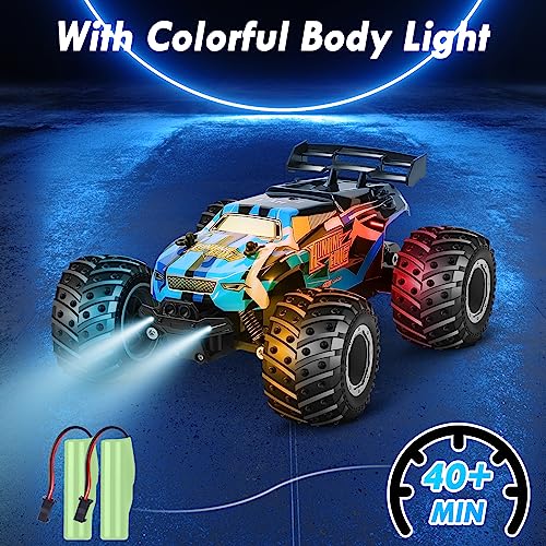 Remote Control Car, Remote Control Truck, 2.4Ghz All Terrain Off-Road Monster Truck, 20 KM/H Rc Cars with LED Bodylight and 2 Rechargeable Batteries Toys for Boys - Image 4