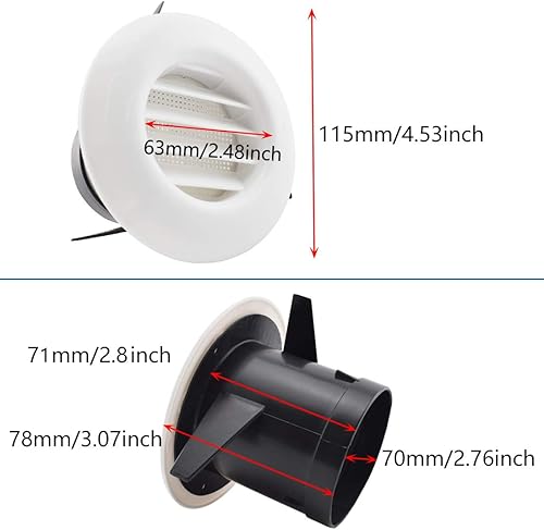 Miniatura 3 de SDTC Tech Cubierta de rejilla de rejilla de ventilación de aire redonda de 3 pulgadas con malla de pantalla incorporada, ventilación de escape de