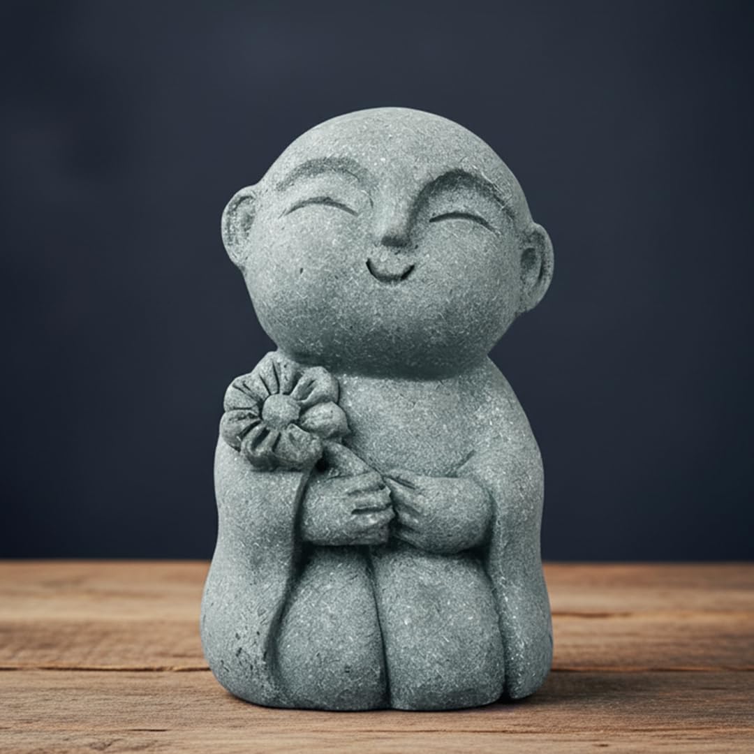 Ferricult Grey Small Buddha Statue, Minimalist Resin Buddhist Statue For Home Decor Zen Meditation Desktop Ornament For Shelf, Office, Or Garden, Décor De Printemps