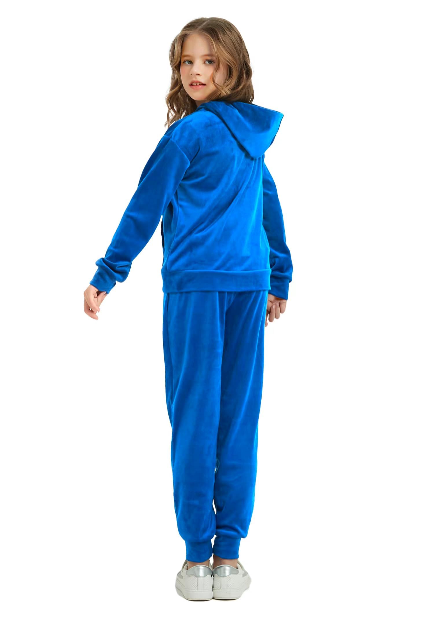 Woolicity Chicas Sudaderas Set Terciopelo Tracksuit 2 Piezas Outfits Zip Up Hoodies y Pantalones Ropa Deportiva Jogging Set