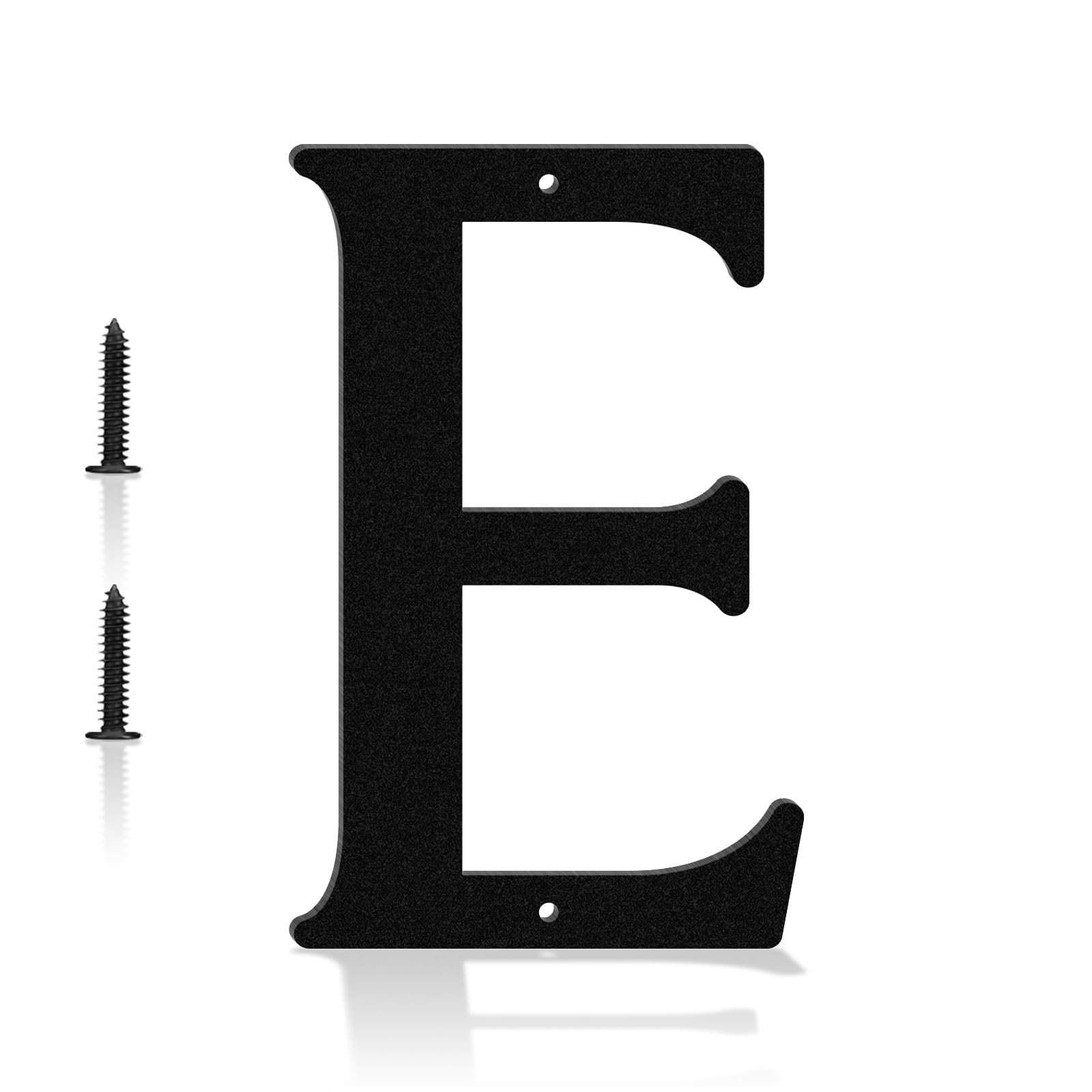 4 Inch Black Modern Metal House Numbers, Clear Address Signs for Apartments, Hotels, Gardens, Waterproof Rustproof Metal, Easy Installation with Nail Kit, Enhance the Appeal of Your Home (E)