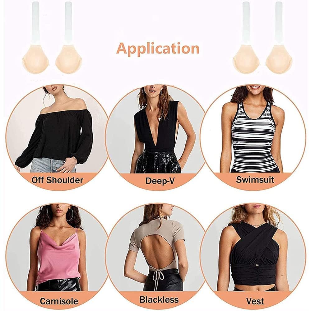 Soutien-Gorge Invisilift, Soutien-Gorge Adhésif en Silicone Réutilisable, Soutien-Gorge Invisible sans Bretelles Push-up Soutien-Gorge Collant Dos Nu pour Femmes