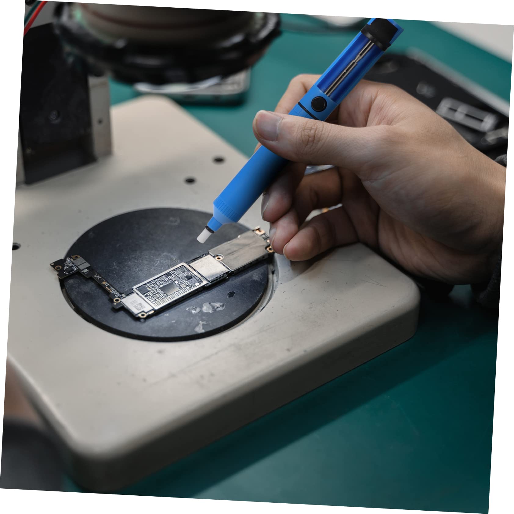 MUCKLILY 2pcs Solder Removal Pump Cup Clamp Connectors Solder Removal Pen Desoldering Pump Sucker Soldering Pickup Tool Hand Desoldering Tool Blue Abs Plastic