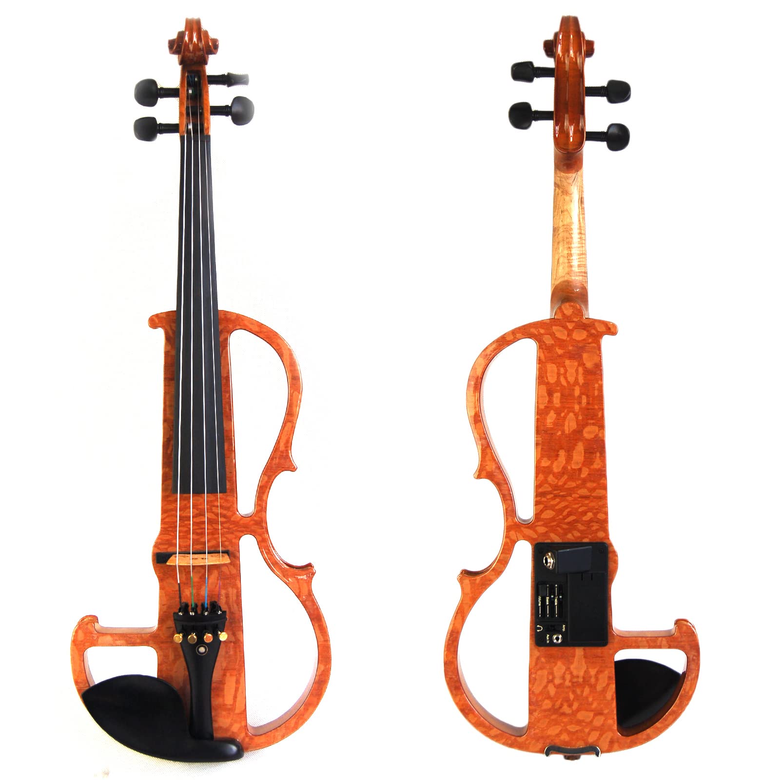 Kinglos 4/4 Solid Wood Advanced Wood Grain Electric/Silent Violin Kit with Ebony Fittings Full Size (MWDS1904)