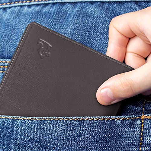 Image of KARA Brown Genuine Leather Wallet for Men with Multipurpose Slip Pocket - Bifold Men's Wallet with 8 Card Holder Slots